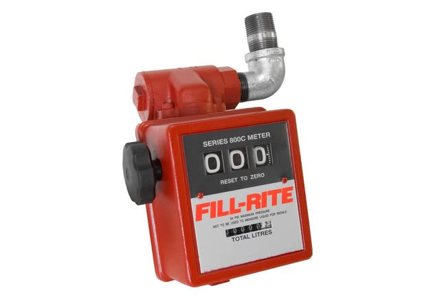 Fill-rite 806c 5-20 gpm 3 Medidor de gravidade das rodas com filtro, alumínio, medidor de galão de transferência de combustível, portas