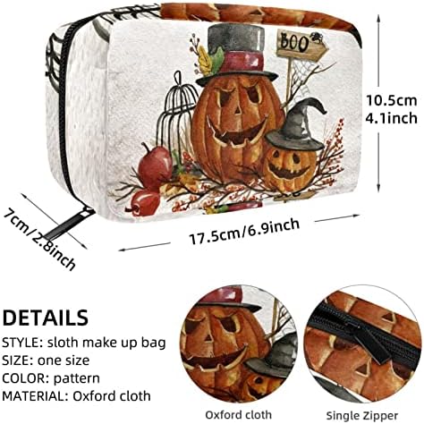 Bolsa de maquiagem inadequada, cabeça de abóbora de Halloween e Crews Cosmetics Bag portátil Tote Travel Trem Case Organizer Accessorie