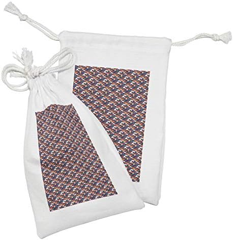 Conjunto de bolsas de tecido de cogumelo de Ambesonne de 2, padrão colorido com diferentes ornamentos de tons modernos da floresta