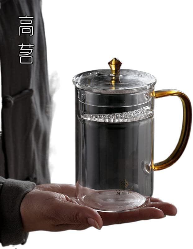 Crescent Filter Tea Cup com alça de copo de copo de vidro para chá verde 月牙 过滤 泡茶杯 带 把 手 玻璃杯 泡 绿茶 专用 杯子 杯子 杯子