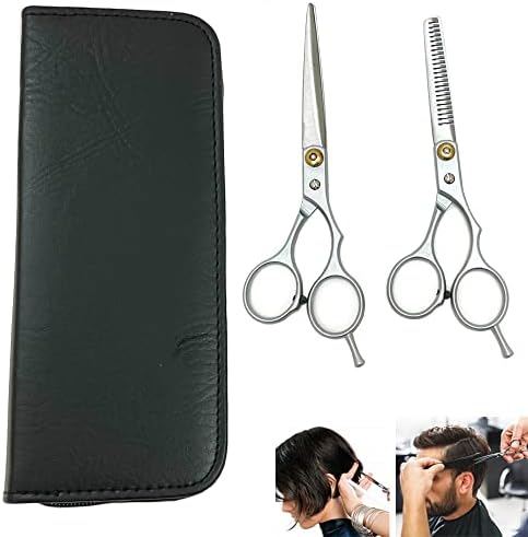 6pc Profissional Barber Scissors Cabelo Cortar Salão Razor Shears de aço inoxidável