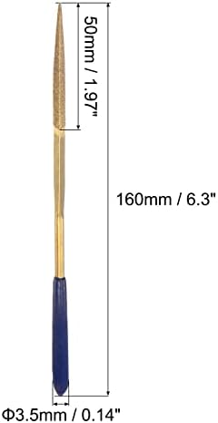 Arquivos de agulha de diamante uxcell, 3,5 mm x 160 mm de titânio Triângulo com triangulo lida com ferramenta manual para