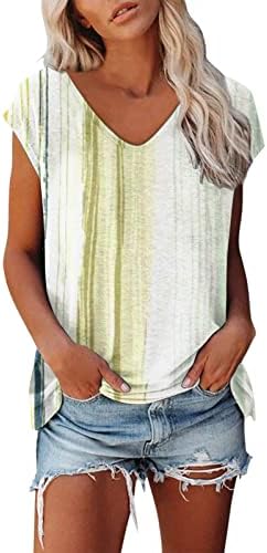 Camisa de poliéster de manga comprida mulher mulher verão casual solto manga curta no pescoço de pescoço listrado tampa de camiseta