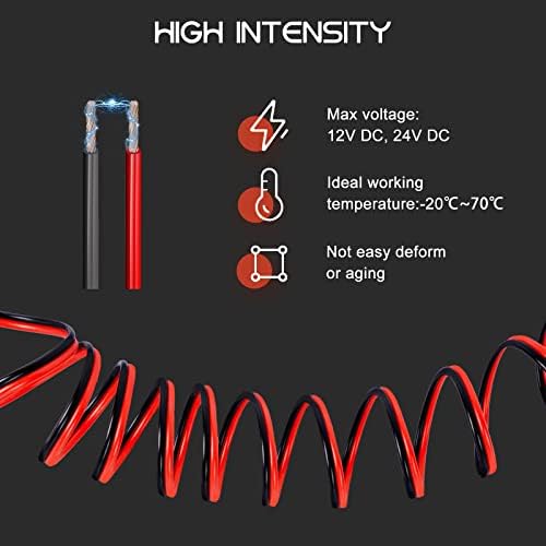 ASKCABLE 12AWG Cabo de fio elétrico de 50 pés 2 Condutores Red Cabo preto conexão Tiras de iluminação LED LED FILHO DE FIXO