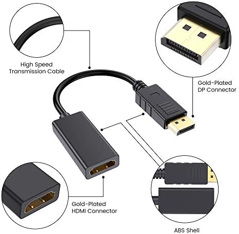 Cableader DP para HDMI Adaptador 4K 30Hz Displayport masculino para HDMI conversor com áudio