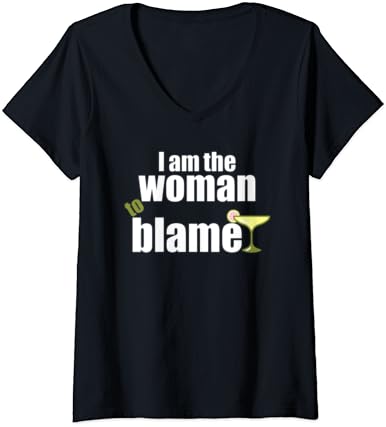 Mulheres femininas Eu sou a mulher para culpar a camiseta de decote em V