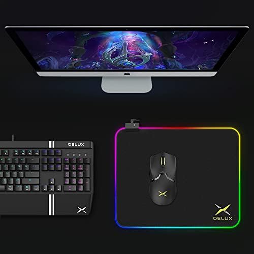 Mouse vertical com fio de luxo m618plus rgb e rgb mousepad gp003