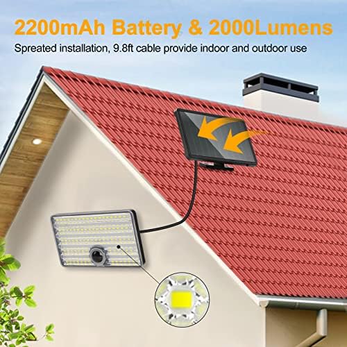 Alanto Solar Motion Sensor Lights 85Leds 2000Lumens Luzes de inundação solares ao ar livre, impermeabilizadas e