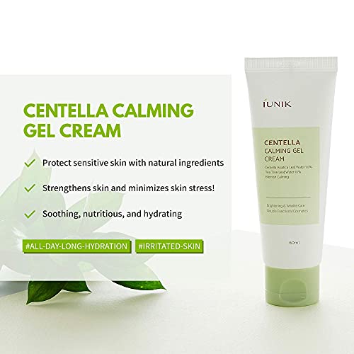 Iunik Centella Calming Recovery Gel Hydrating Cream 2.02 fl. Oz. - Ingredientes botânicos + limpador facial de espuma