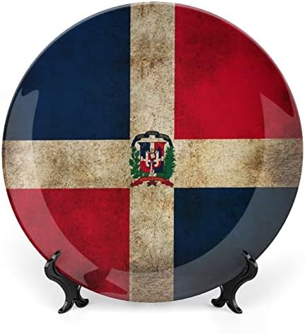 Bandeira da República Dominicana vintage Placas decorativas de ossos de cerâmica com ornamentos pendurados em pratos