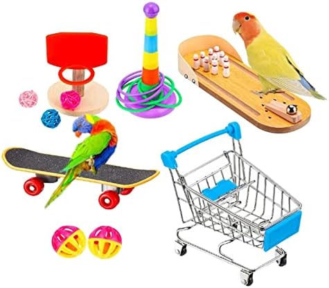 Treinamento de Papagão Ovast Toys Cage Toys Interactive Stacking Rings Mastigando Toys Mini Skate Toy pendurado para