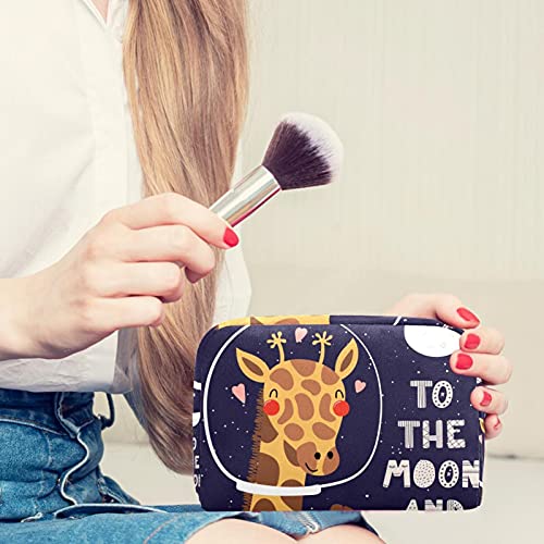 Bolsa de higiene pessoal Bolsa de lava -lava de maquiagem cosmética com zíper girafa roxo para acessórios para viagens Essential