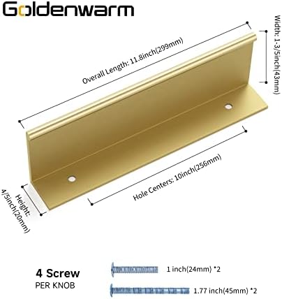 Goldenwarm 6 pacote de 10 polegadas de dedo puxa o armário de ouro champanhe puxa o armário de latão escovado puxa