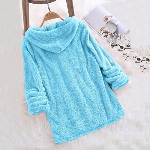 2023 Winter Fuzzy Fuzzy Fleece Front Cardigans com capuz para feminino Berbere Berbere Trench Pea Caats Anoraks