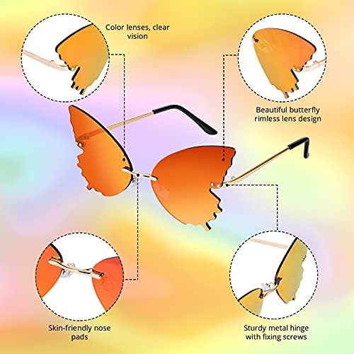 Weewooday 2 pares com óculos de sol borboleta óculos de sol sem borboleta óculos de sol óculos de borboleta óculos para mulheres
