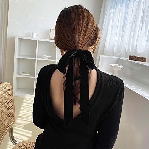 Bandas de cabeça pretas feitas à mão para mulheres, laços de pêlos de veludo, acessórios de estilo de cabelo elegante de cabelos,