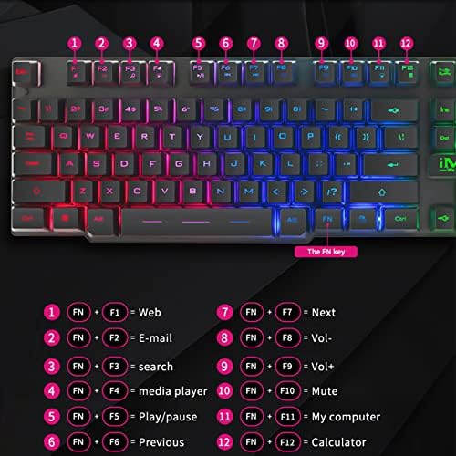 Teclado de jogo com fio LED TRICOLOR GAMING Backlight 104 Keys Multimedia Control para computadores de mesa md6