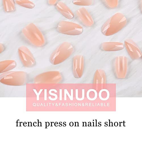 yisinuoo 24 PCs Pressione curta na unhas Francês Nails Falsos Pressione Pressione Press