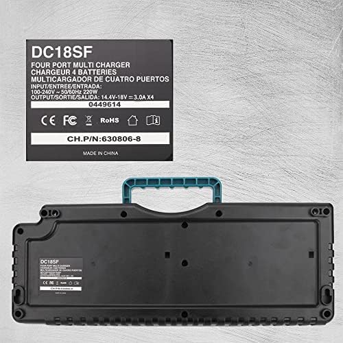 Carregador de bateria DC18SF 4-PORTS, CHOERINTON DC18SF 18Volt Fast Optimum Ion Ion Charger com porta USB, compatível