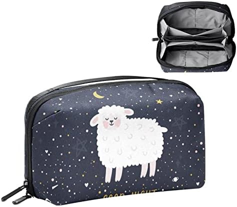 Bolsa de maquiagem de estrelas de ovelha fofa organizador cosmético para mulheres e meninas