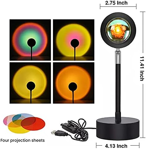 Lâmpada de pôr -do -sol, 16 cores Mudança de projetor, rotação de 180 graus Projector de pôr do sol romântico, Luz noturna de projeção