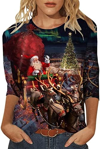 Camisetas T para mulheres de Natal, impressão diária de Natal, decote o deco