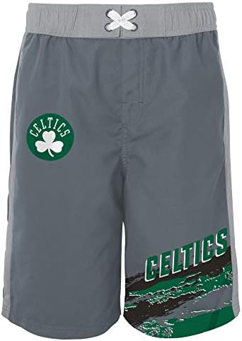 Exterterstuff NBA Big Boys Youth Grey Calor-onda de shorts de natação, Boston Celtics Large