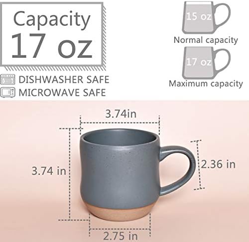 Bosmarlin Greouware grande caneca de café manchada, xícara de chá de cerâmica grande, 17 onças, lava -louças e cofre