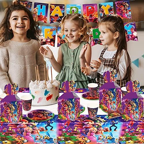 Mezitz 12pcs Super Brothers Birthday Party Supplies Kids Party Treat Boxes Candy Gift Bags Favors Party Favor para