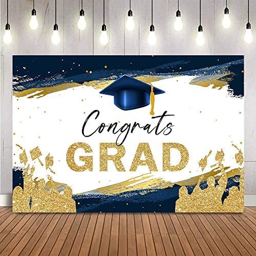 Parabéns Antecedentes de graduação azul e dourado Decorações de festa de graduação Fotografia Class de fundo de 2023