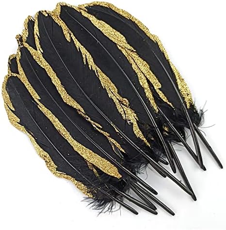 Zamihalaa - 20pcs/lote dourado dourado preto penas de ganso de ganso para artesanato vasos diy gansas decoração de penas