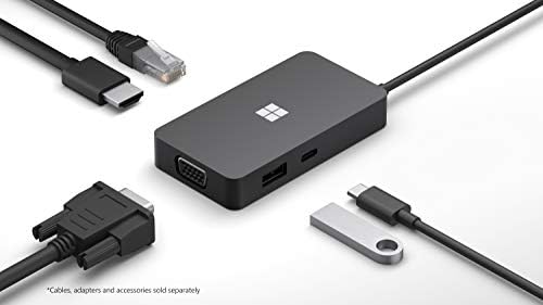 Microsoft USB -C Hub de viagem - adaptador multiporta com portas VGA, USB, Ethernet, HDMI. Compatível com laptops/PCs