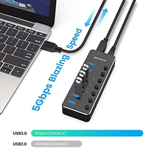 7 Hub USB 3.0 alimentado por porta +4 Porta USB C para USB 3.0 Hub