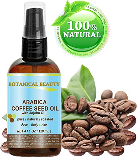 Óleo de semente de café arábica, puro/natural. Para rosto, corpo e cabelo. Redutor de rugas, anti-inchaço/círculos escuros, anti-celulite.