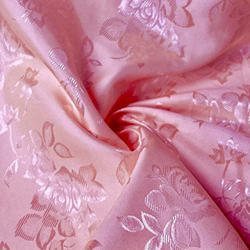 Kayla Pink Polyester Floral Jacquard Brocade Setin Fabric by the Yard - 10004