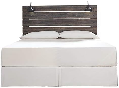 Design de assinatura de Ashley Drystan Painel Rustic Headboard apenas com estações de carregamento USB, King, Brown