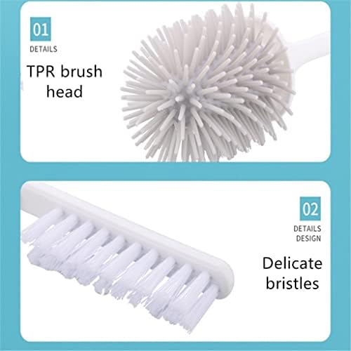 Escova de vaso sanitário e conjunto de suporte, escova de vaso sanitário cabeças de silicone macias Crepante de limpeza