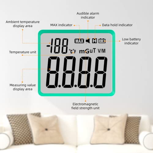 Medidor EMF, detector de radiação eletromagnética, detector de LCD Digital LCD, testador EMF para caça aos fantasmas,