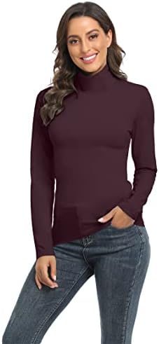 TAPOVOVE Feminina Turtleneck de Manga Longa Camista