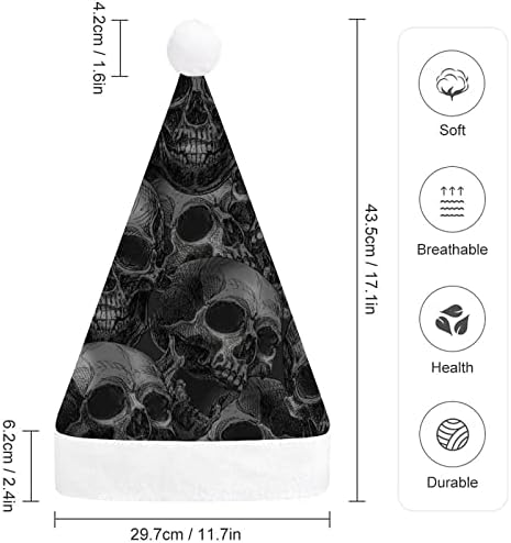 Crânios em preto e branco. Chapéus de natal para adultos chapéus de natal para férias