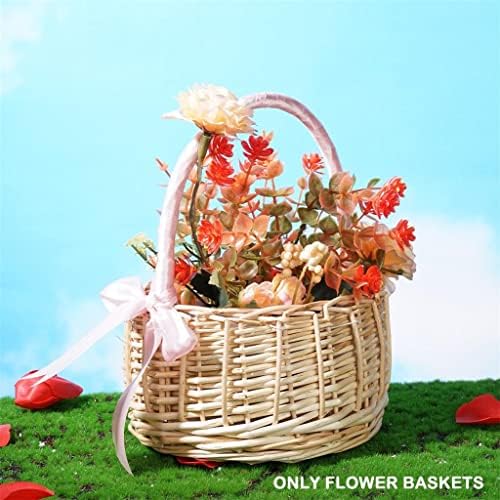 JKUYWX 1PCS Wicker tecido de cesta de flores Handle Wedding Girl Cestas Decoração de jardim em casa