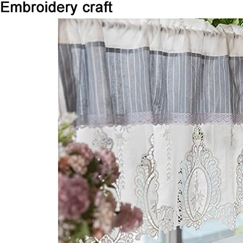 Warooma listras cortinas cortina de cortina de cortina Bistro Country Style Country Kitchen Curtain, bordado artesanato para tabernas,