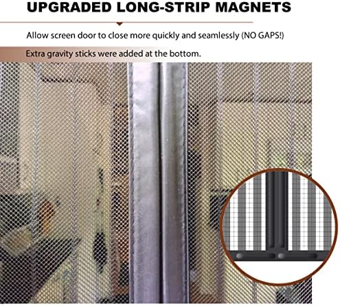 Porta de tela magnética, [versão atualizada] Cortina de malha de porta de fibra de vidro mantém bugs fora com design