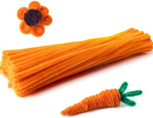 Lumintutu 100 pedaços de 7 mm x 12 polegadas de limpeza de tubo, caules espessos de chenille laranja laranja para
