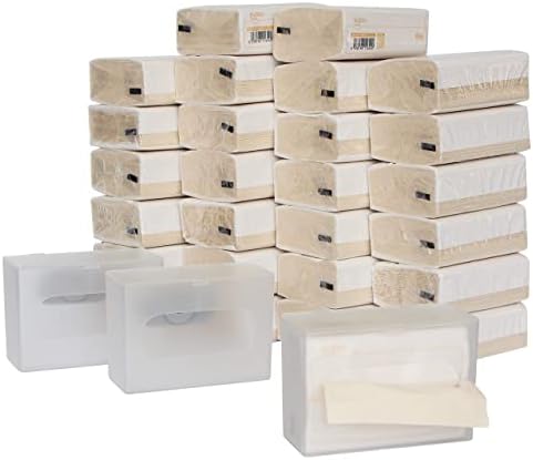 Drdirt Bamboo Facial Facial Paper 3 Ply 110 folhas 27 pacotes com 3 porta -caixas e 36 pacotes de recarga de pacote de