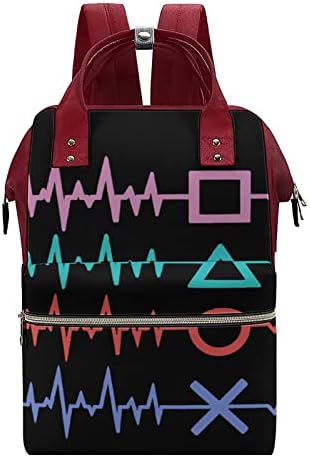 Gamer Heartbeat impermeável mamãe mochila de grande capacidade Bolsa de viagem multifuncional Bolsa de viagem