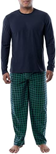 Izod Men's Flannel-Fleece Manga Longa Top e Pant Sleep Conjunto