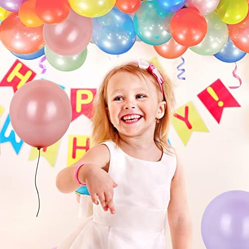 Balões de 100 pacote com cores variadas com bomba de balão, balões de festa de arco -íris de 12 polegadas para aniversário,