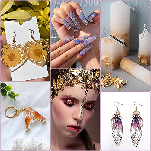 Flocos de ouro para unhas, folha de unhas em cores mistas para artesanato, flocos de folhas de ouro para decoração de arte