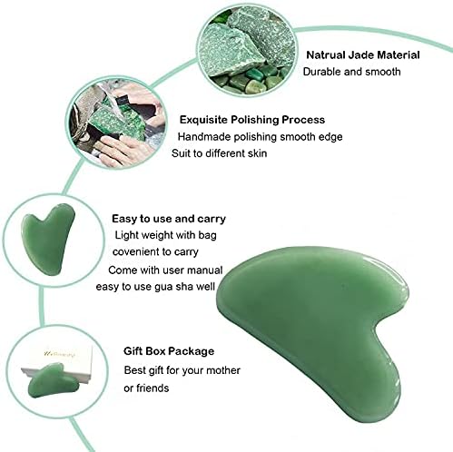 Ferramenta de massagem facial de Urbeauty Guasha, grau A Natural Jade Stone Gua Sha Rasger Massageador para Spa de Corpo Face, Ferramentas